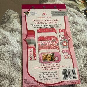 Sweet love Decorative Edged Tablet with Die Cut Stickers Scrapbooking Set